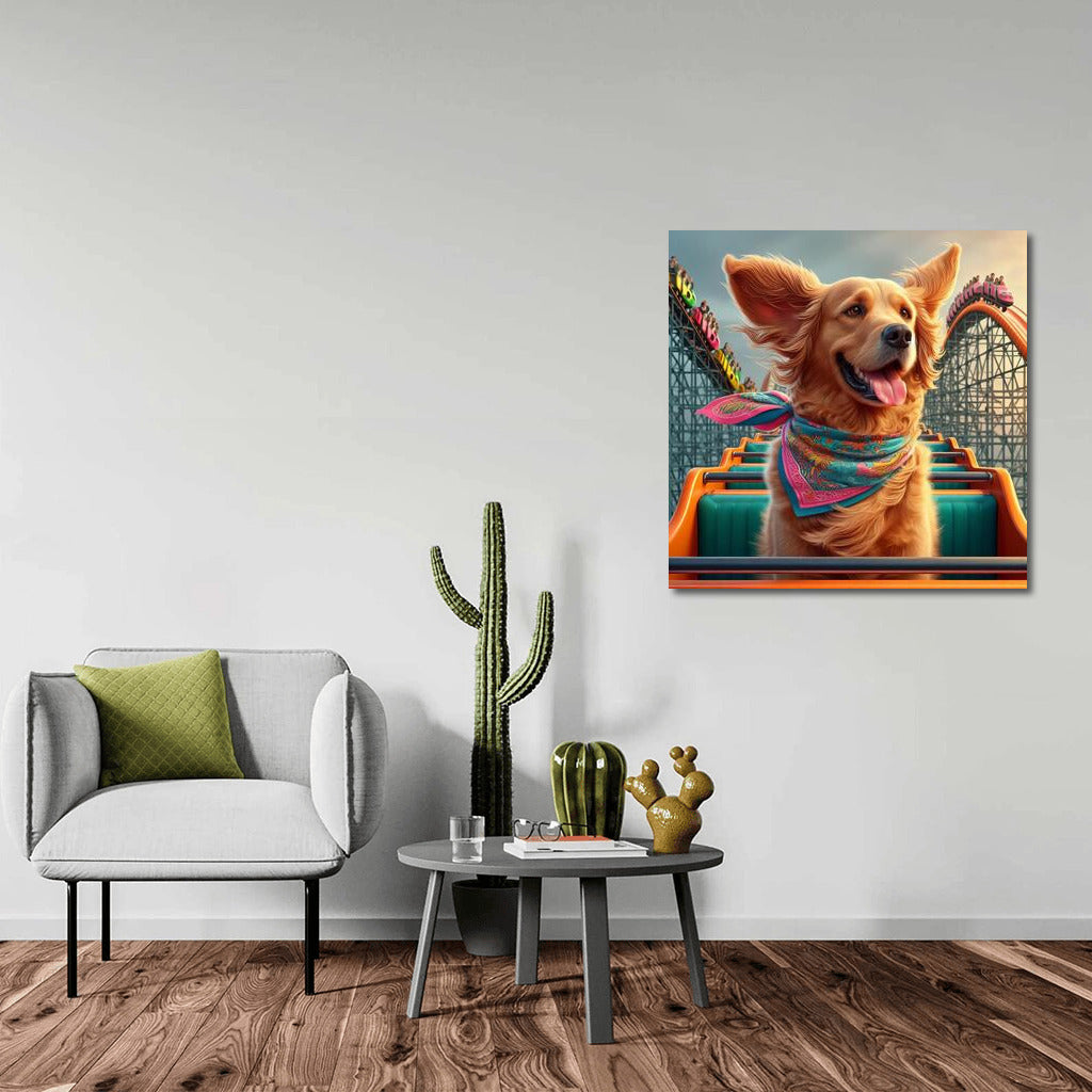 Dog in Amusement Park: Joy and Play