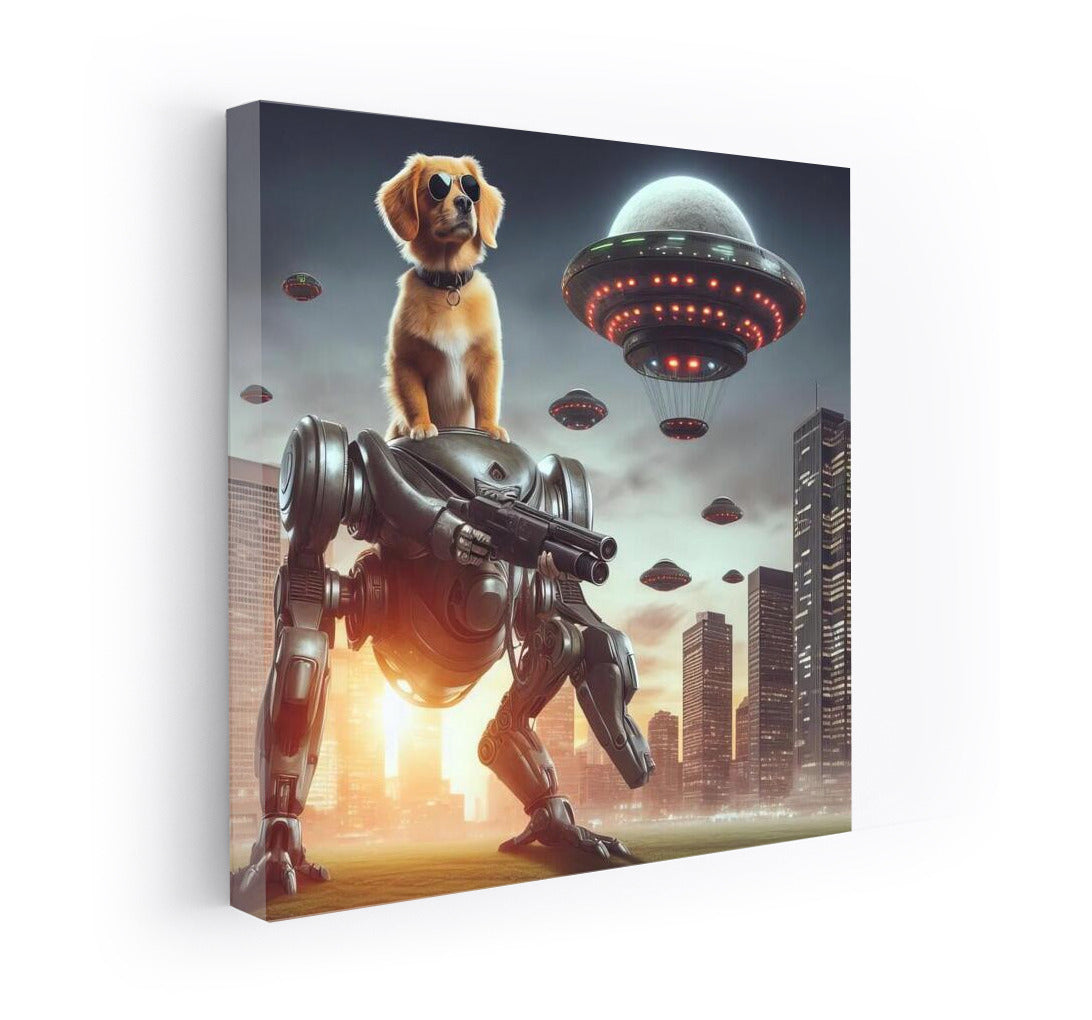 Superdog on Robot: City Defender from Aliens