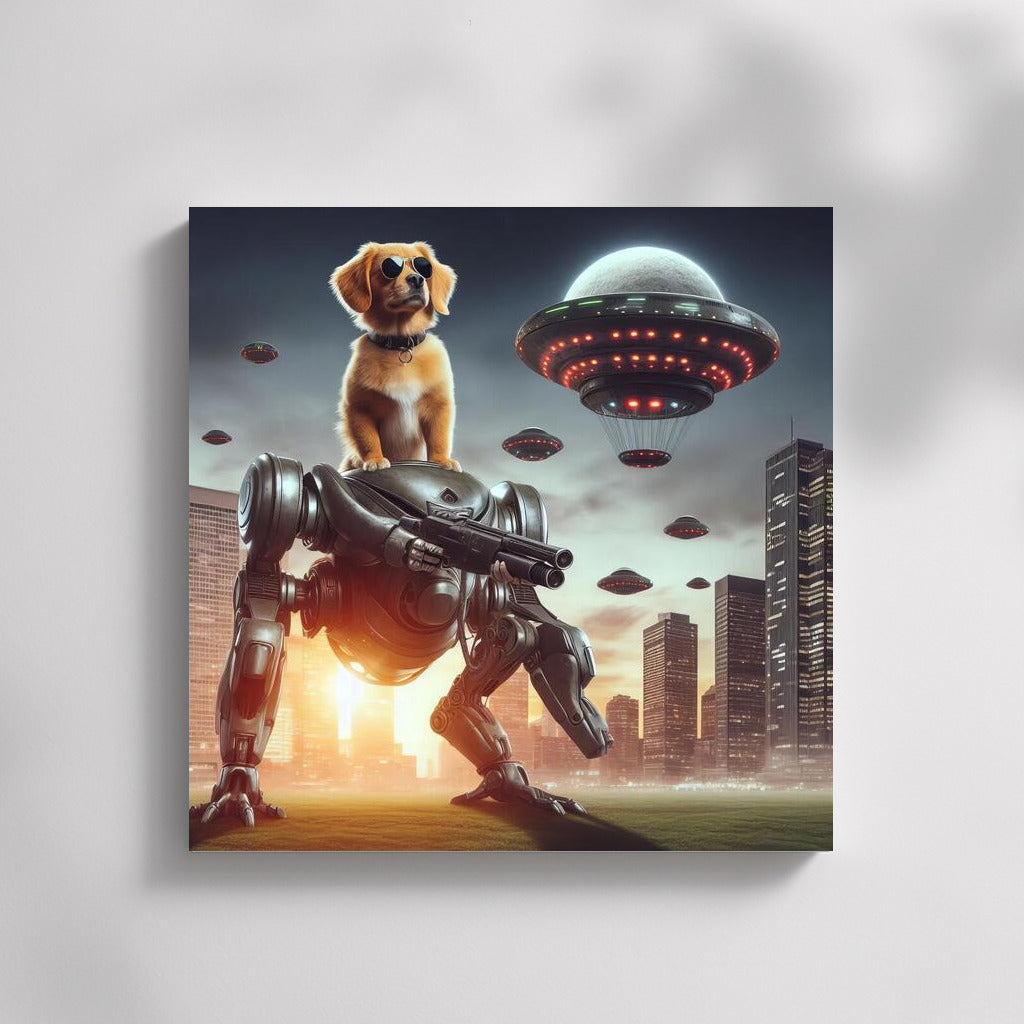 Superdog on Robot: City Defender from Aliens