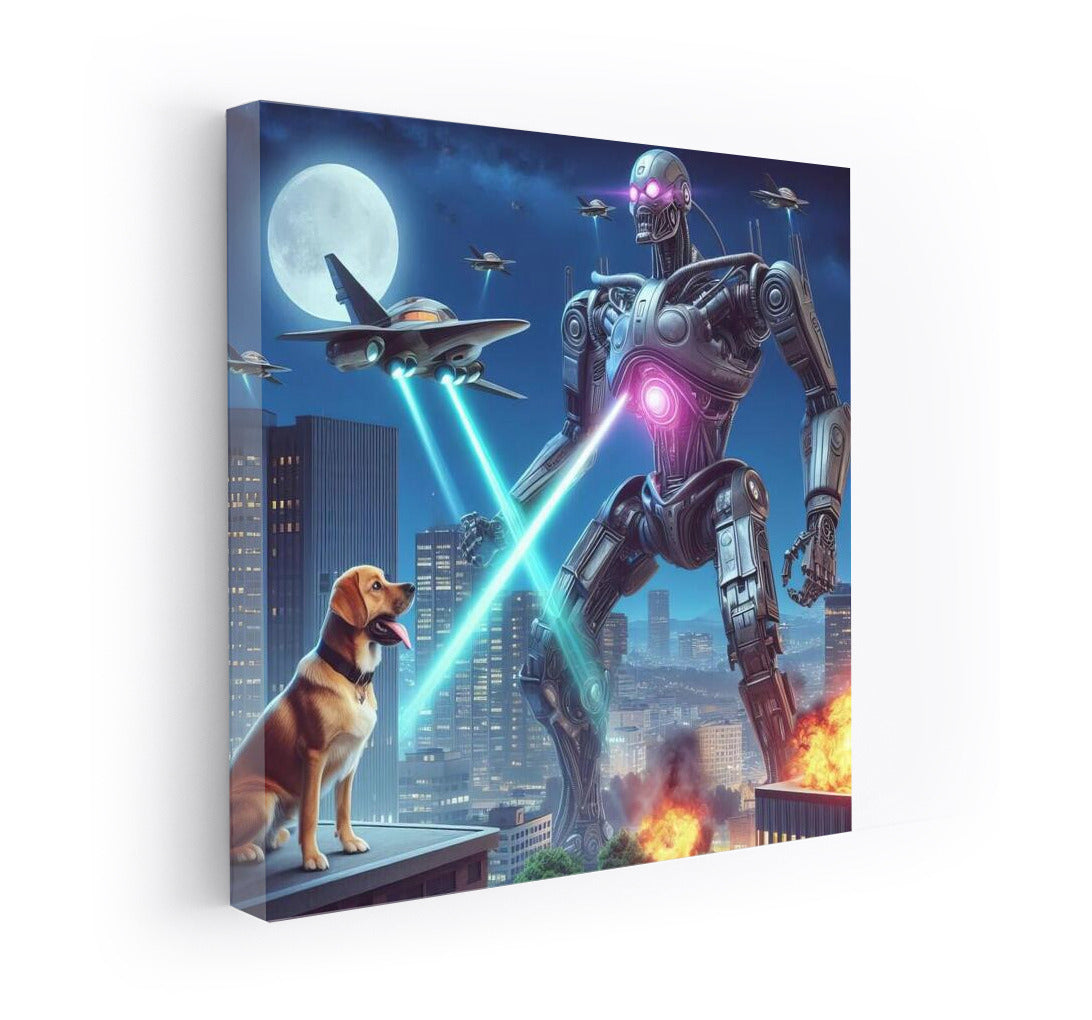 Heroic Dog and Robot Defender: City Battle from Aliens