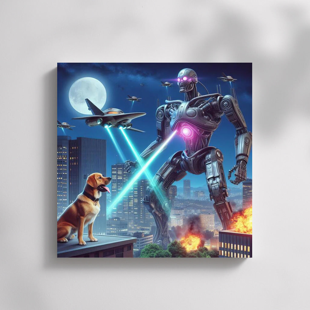 Heroic Dog and Robot Defender: City Battle from Aliens