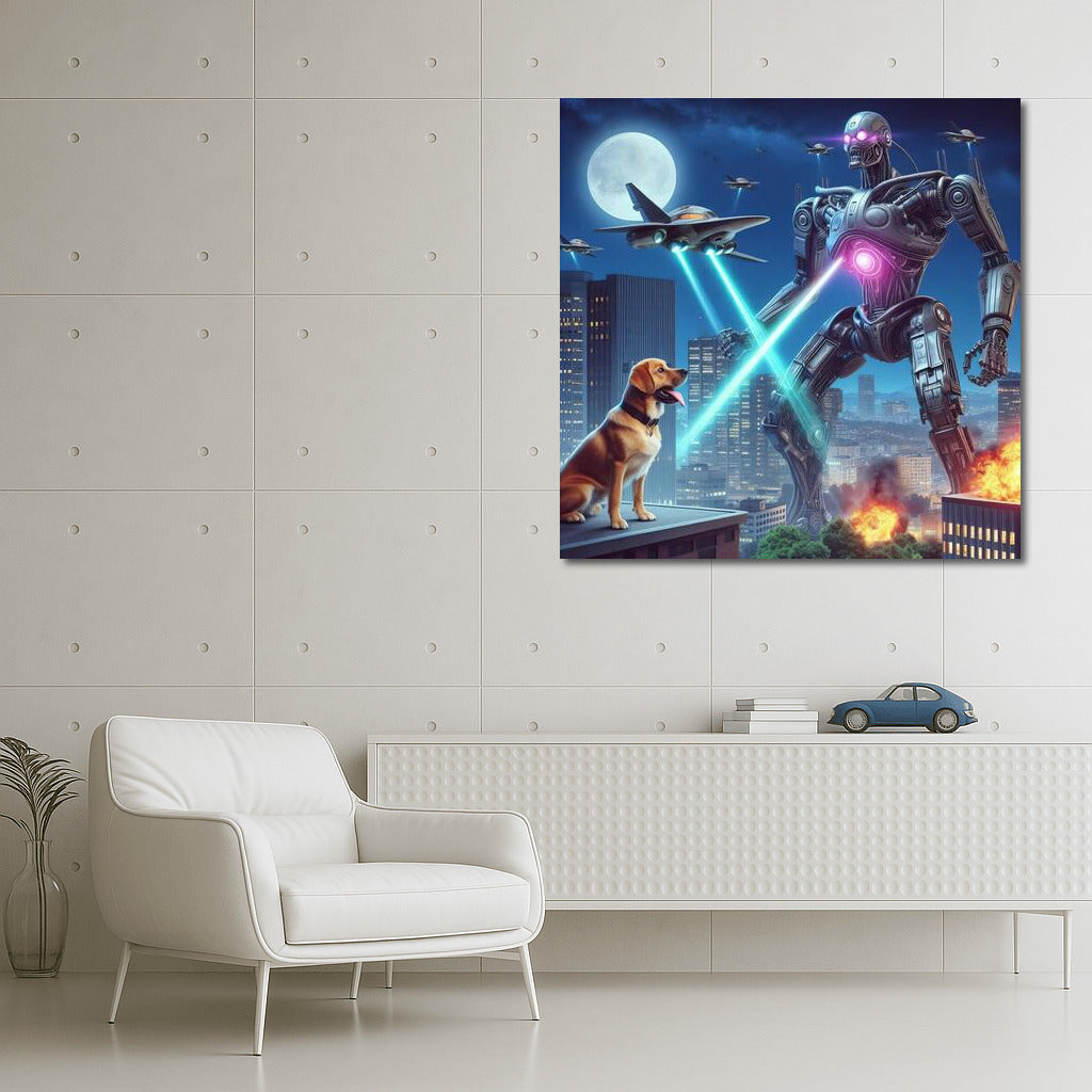 Heroic Dog and Robot Defender: City Battle from Aliens