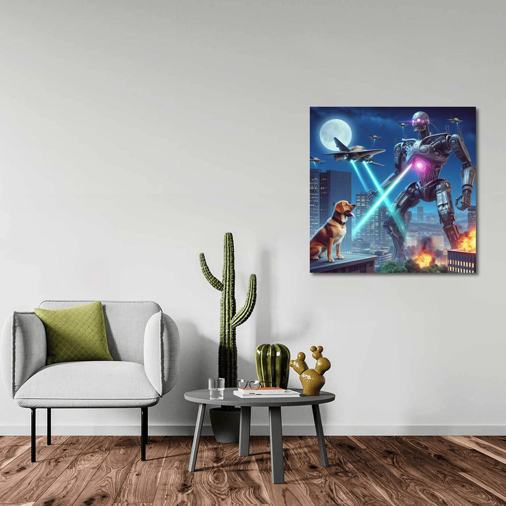 Heroic Dog and Robot Defender: City Battle from Aliens