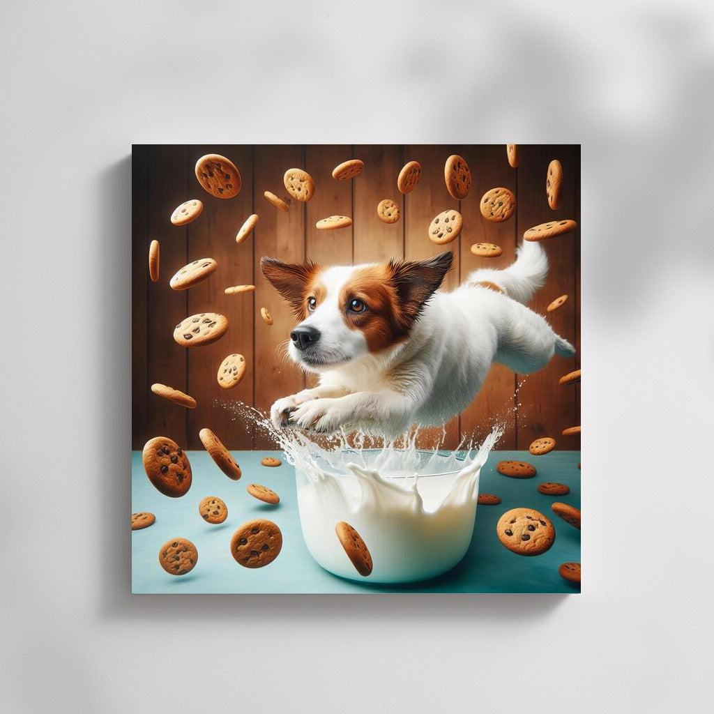Puppy in the Milky Ocean with Cookies