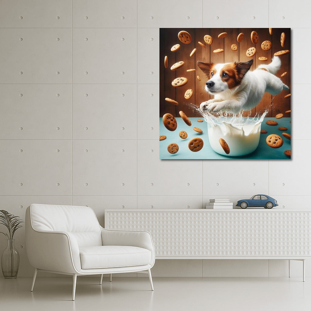 Puppy in the Milky Ocean with Cookies