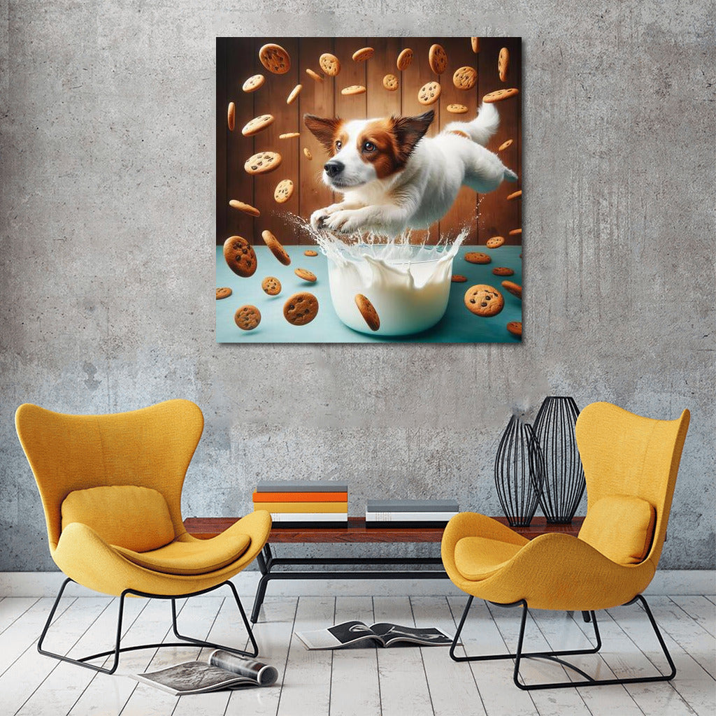 Puppy in the Milky Ocean with Cookies