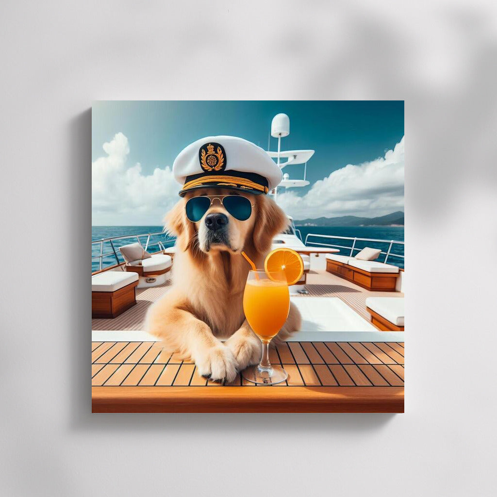 Captain's Life: Stylish Dog on a Luxury Yacht in the Sun