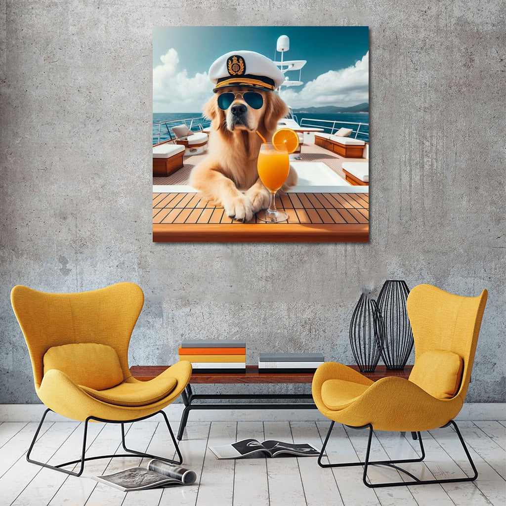 Captain's Life: Stylish Dog on a Luxury Yacht in the Sun