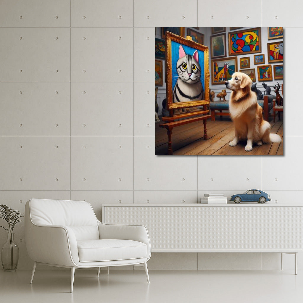 Dog in the Gallery: Mysterious Cat Brings Walls to Life