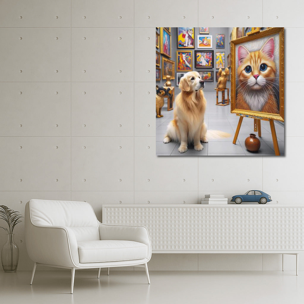 Gallery Charm: Dog Admires Cat