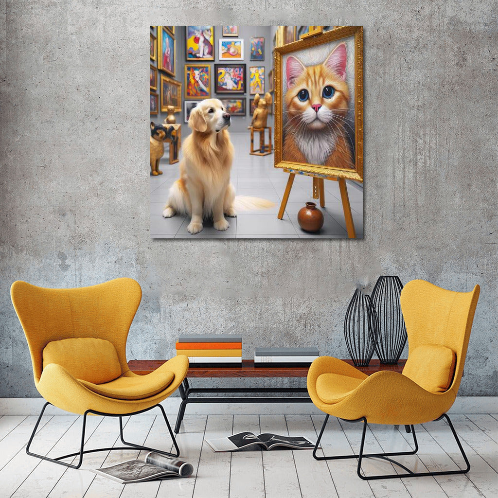 Gallery Charm: Dog Admires Cat