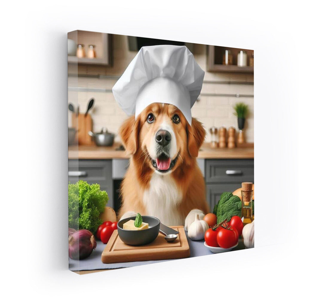 Culinary Wonders: Dog Chef in a Hat in the Kitchen