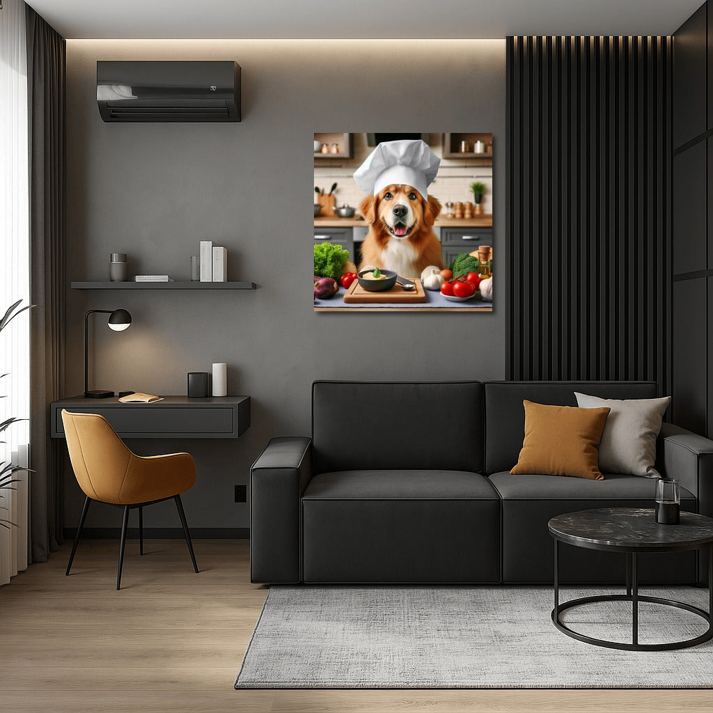 Culinary Wonders: Dog Chef in a Hat in the Kitchen