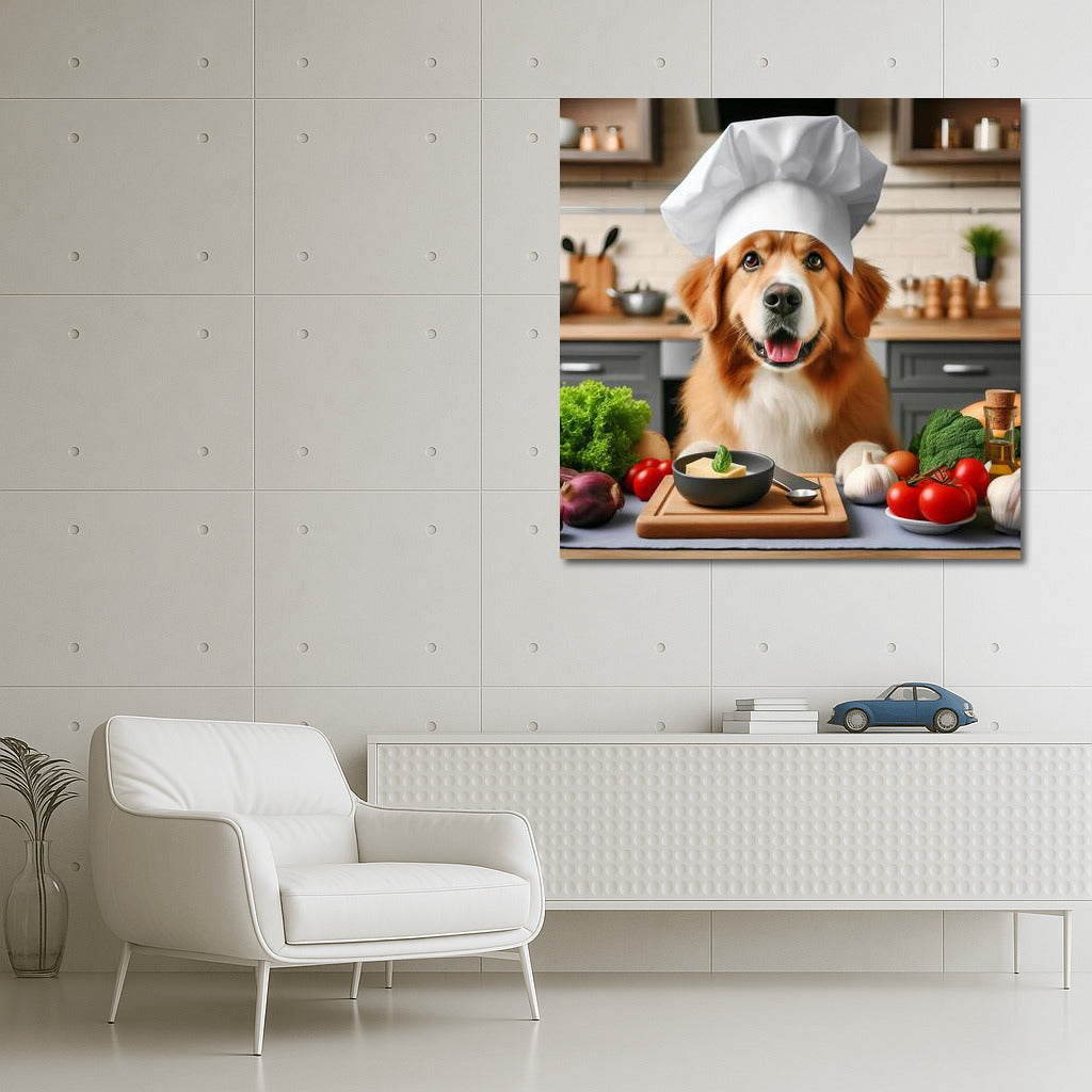 Culinary Wonders: Dog Chef in a Hat in the Kitchen