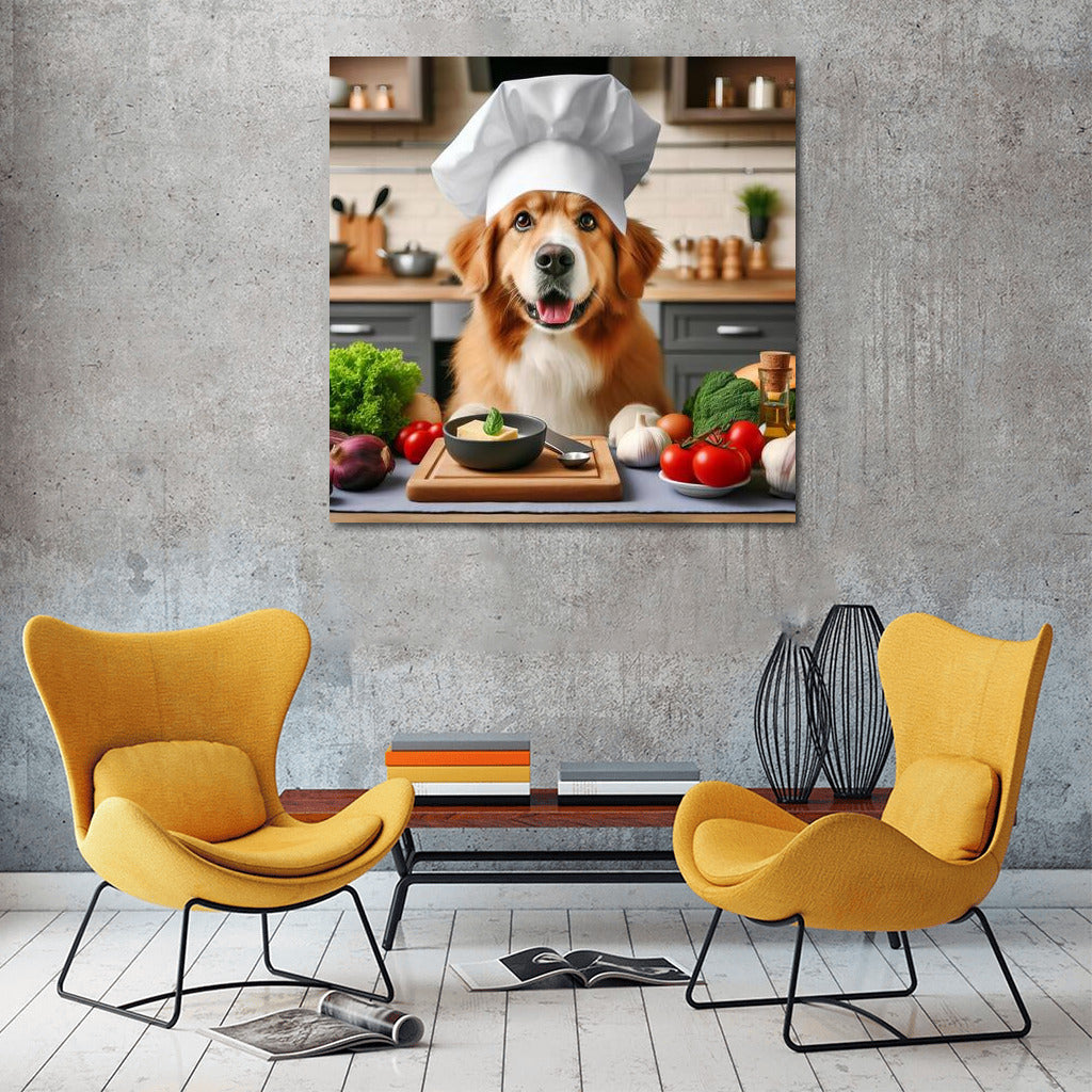 Culinary Wonders: Dog Chef in a Hat in the Kitchen