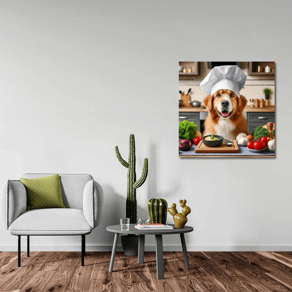 Culinary Wonders: Dog Chef in a Hat in the Kitchen