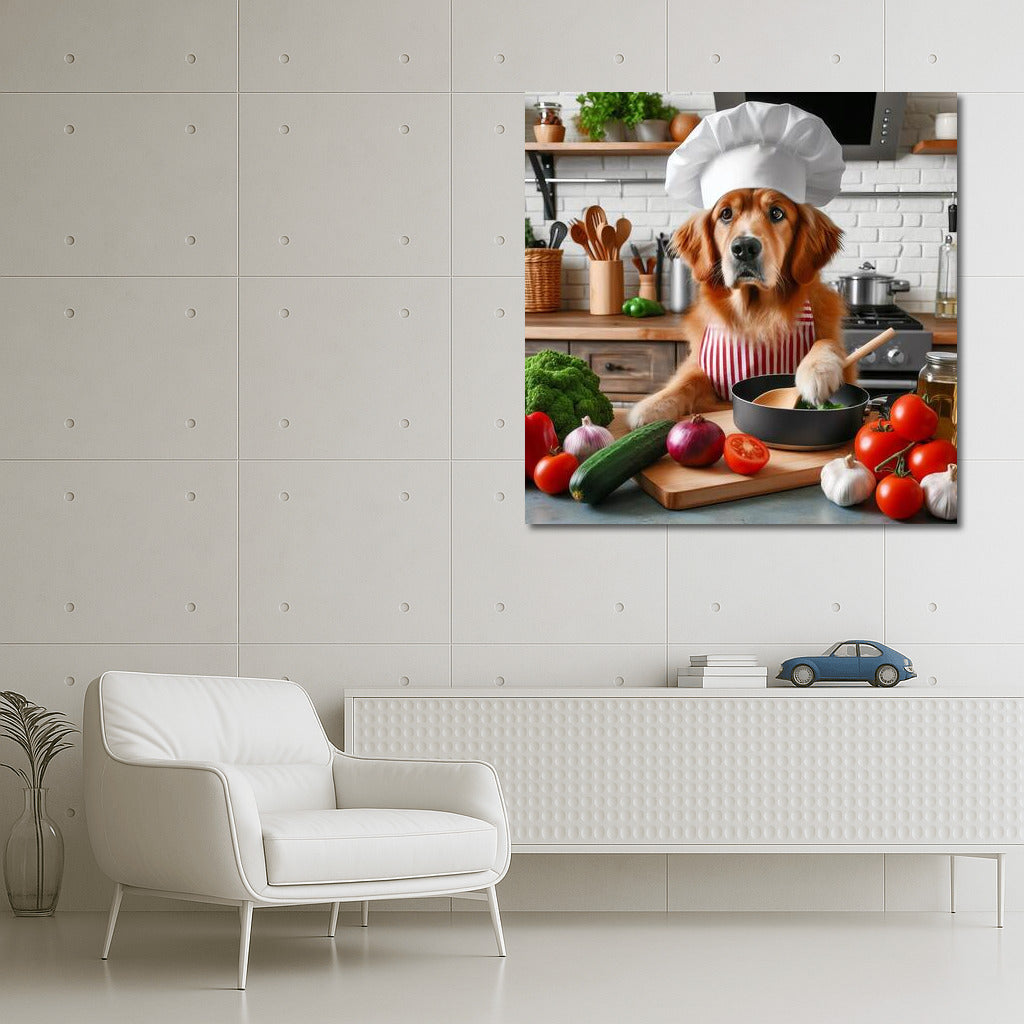 Chef on Paws: Dog in a Hat Cooks Dinner