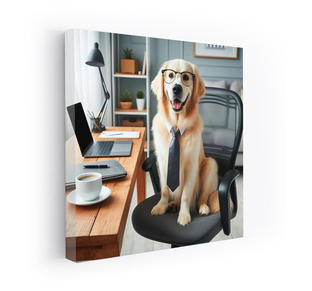 Office Dog: Smile and Style in Glasses and Tie