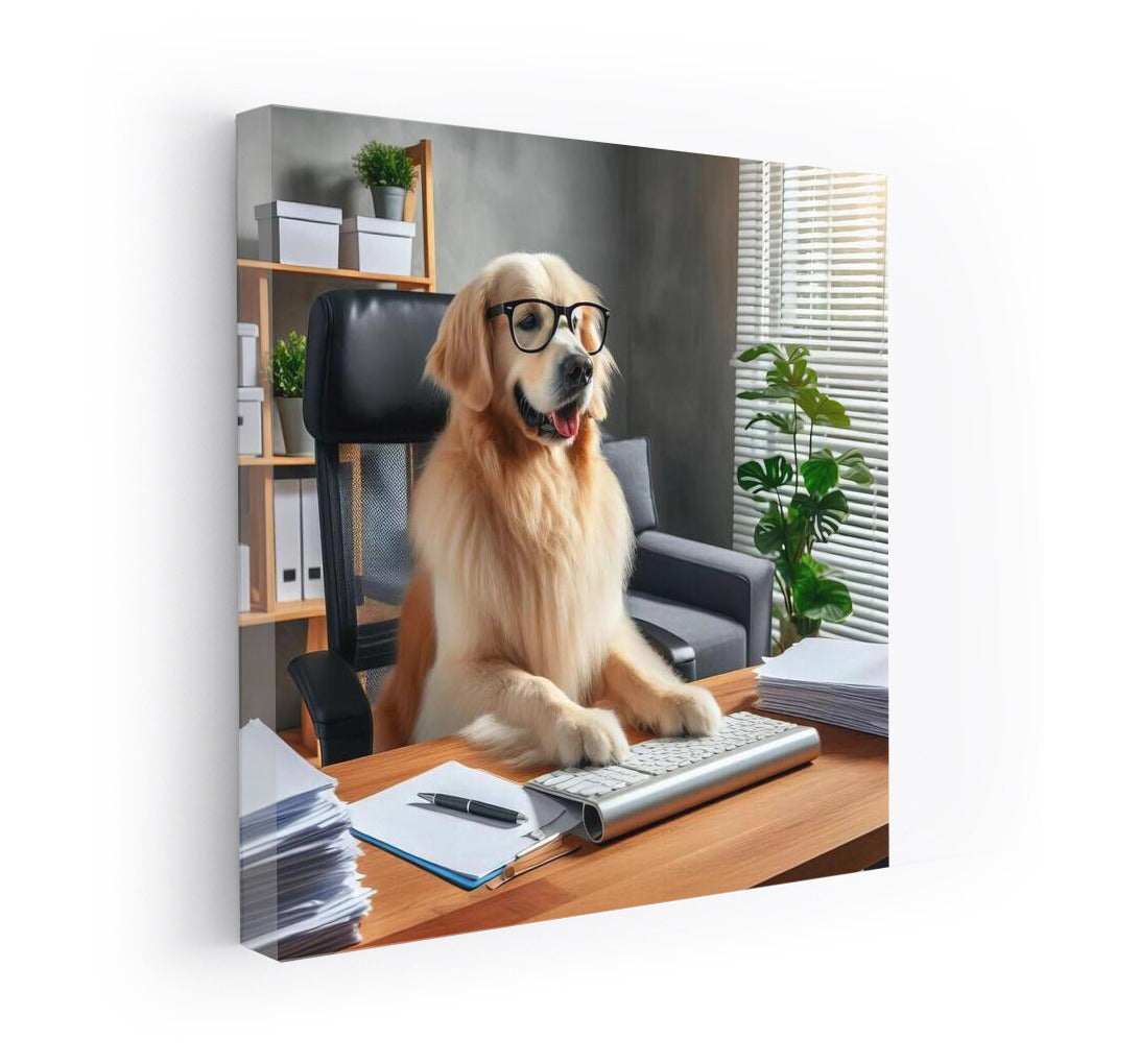 Office Dog at Computer: Fun Wall Decoration for Workspace
