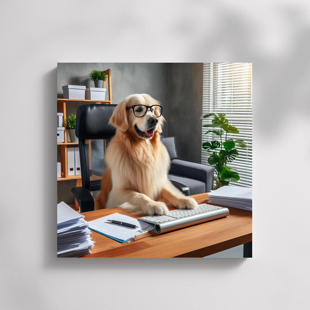 Office Dog at Computer: Fun Wall Decoration for Workspace