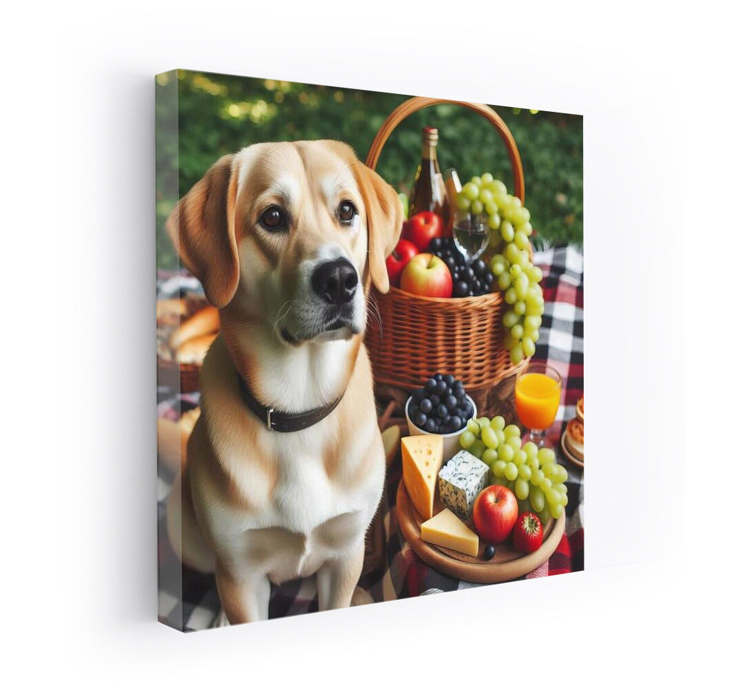 Picnic with the Dog: Cozy up on a Plaid Blanket with Fruit and Cheese