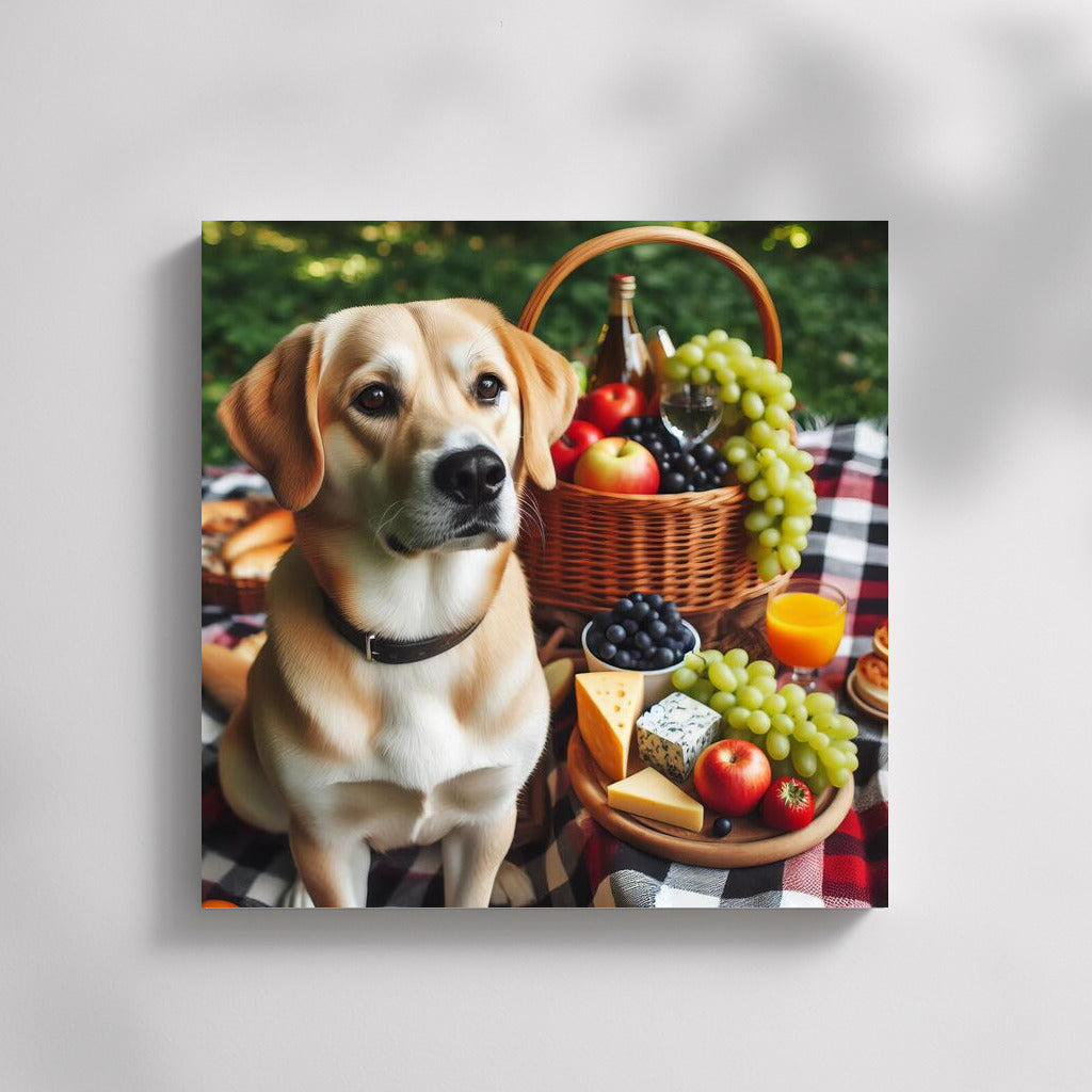 Picnic with the Dog: Cozy up on a Plaid Blanket with Fruit and Cheese