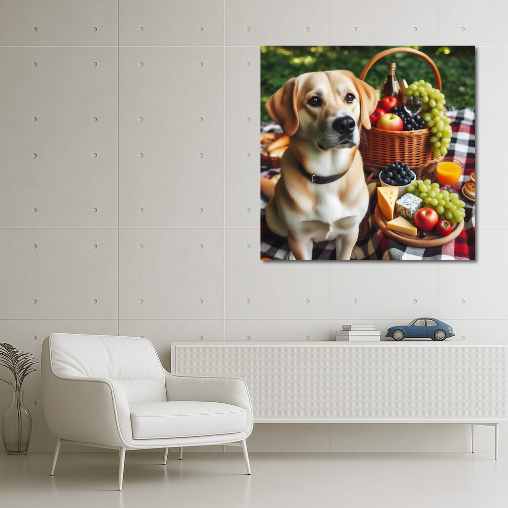 Picnic with the Dog: Cozy up on a Plaid Blanket with Fruit and Cheese