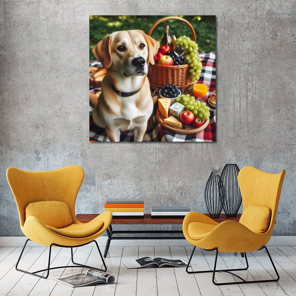 Picnic with the Dog: Cozy up on a Plaid Blanket with Fruit and Cheese