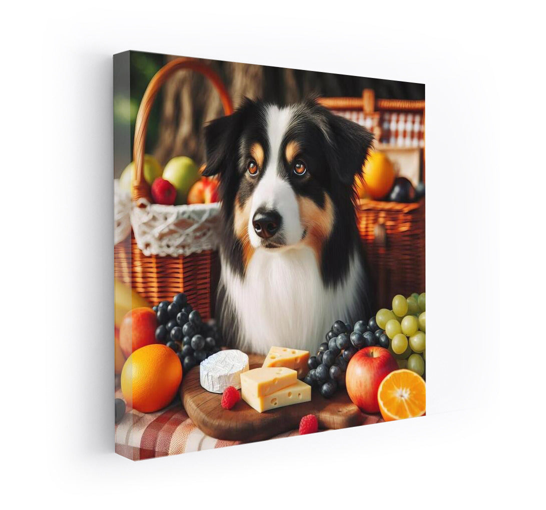 Dog Picnic: Cozy Up on a Checkered Blanket with Fruit and Cheese
