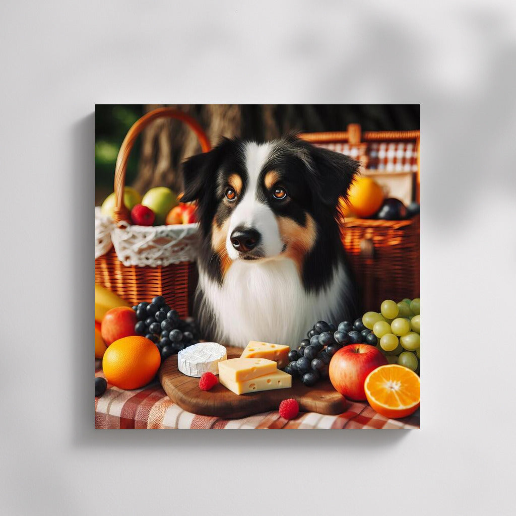 Dog Picnic: Cozy Up on a Checkered Blanket with Fruit and Cheese