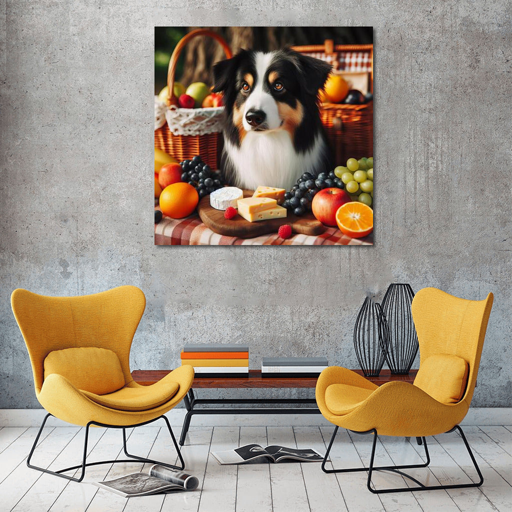 Dog Picnic: Cozy Up on a Checkered Blanket with Fruit and Cheese