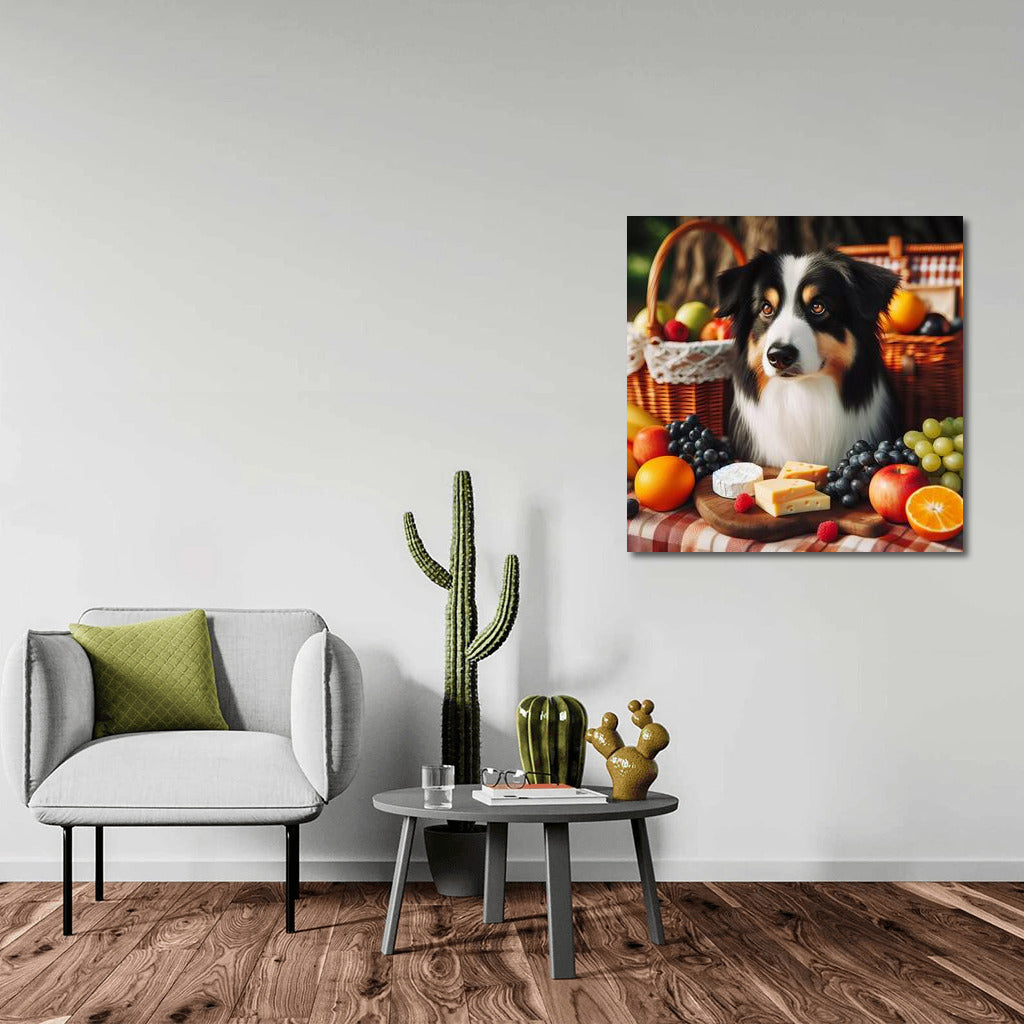 Dog Picnic: Cozy Up on a Checkered Blanket with Fruit and Cheese