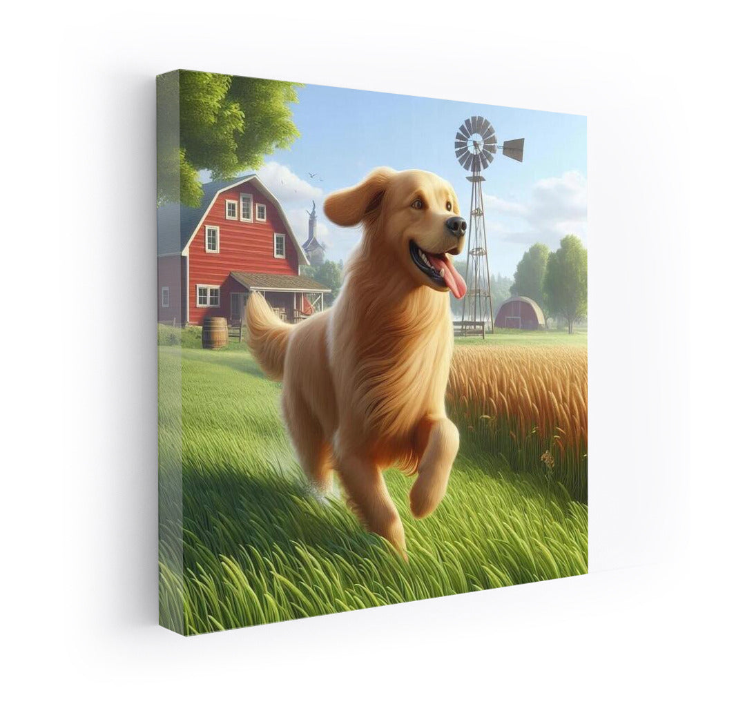 Happy Dog on a Country Farm: Energy and Freedom