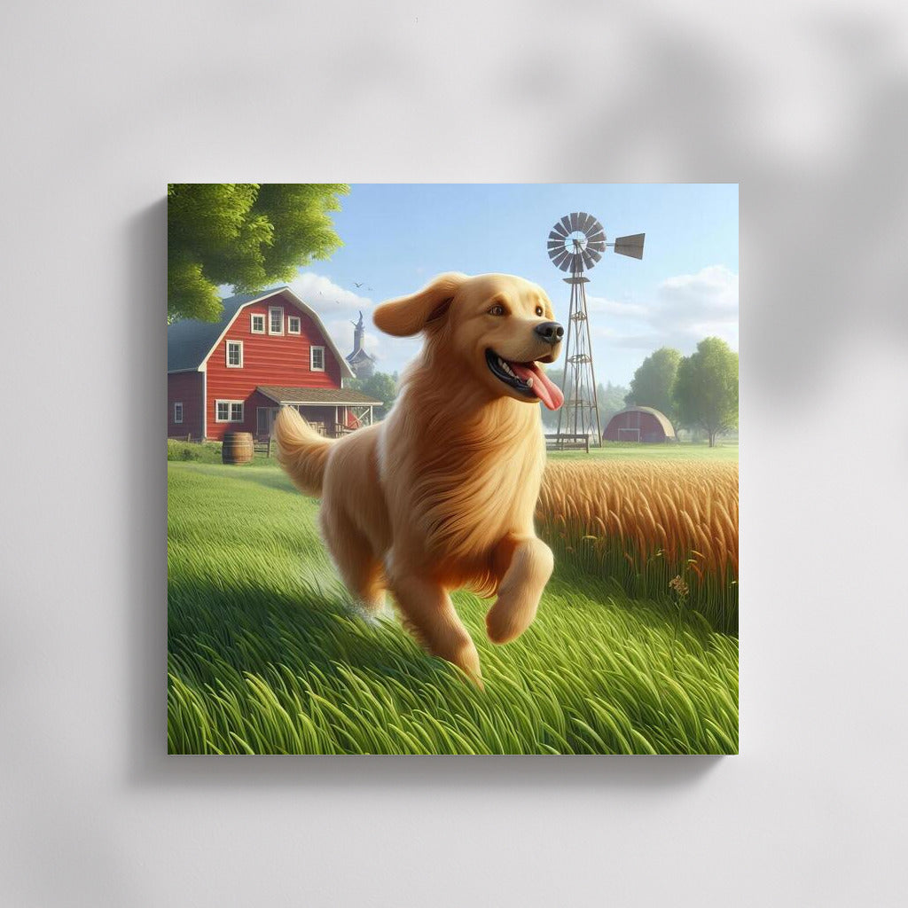 Happy Dog on a Country Farm: Energy and Freedom