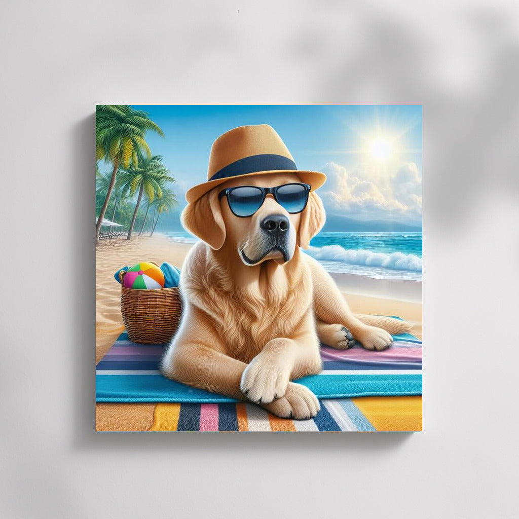 Stylish Dog in Hat and Glasses on Fashion Beach 2: Summer Vacation