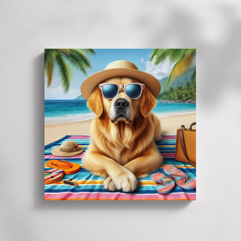Stylish Labrador on a Fashionable Beach: Summer Vacation in the Interior