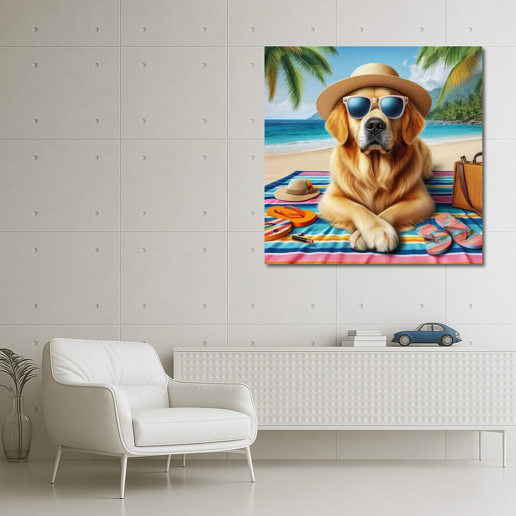 Stylish Labrador on a Fashionable Beach: Summer Vacation in the Interior