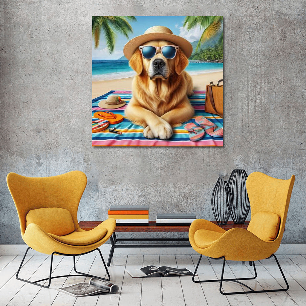 Stylish Labrador on a Fashionable Beach: Summer Vacation in the Interior