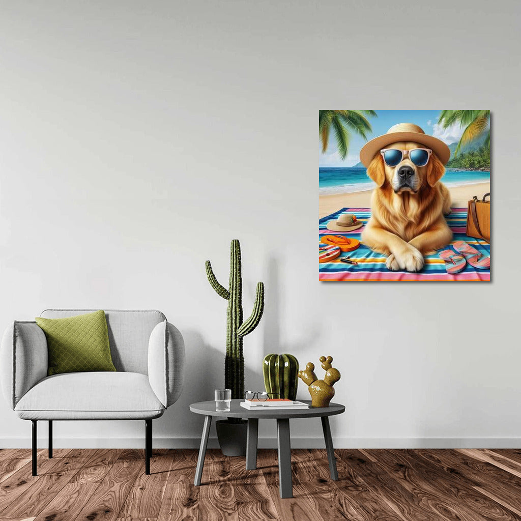 Stylish Labrador on a Fashionable Beach: Summer Vacation in the Interior