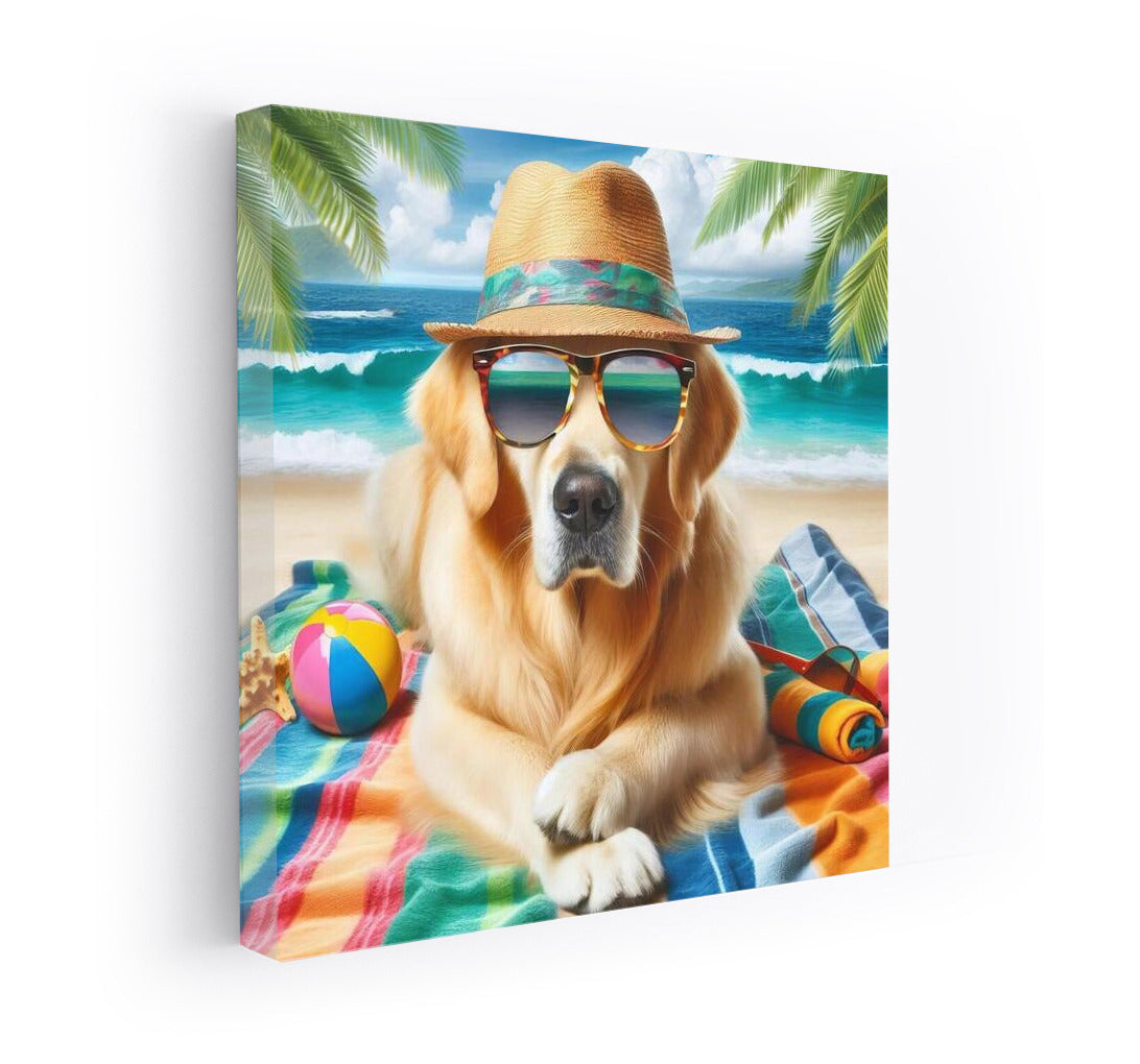 Stylish Beach Vibe: Fashionable Dog on the Summer Beach