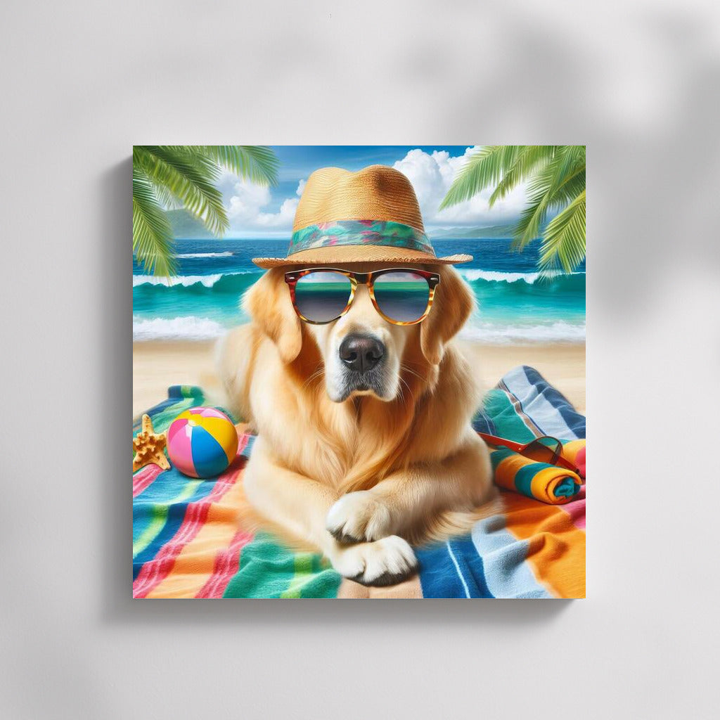 Stylish Beach Vibe: Fashionable Dog on the Summer Beach