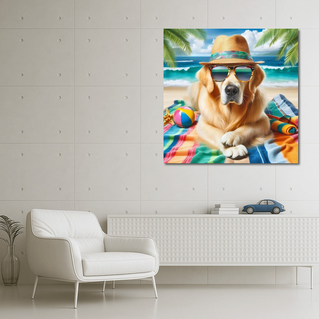 Stylish Beach Vibe: Fashionable Dog on the Summer Beach