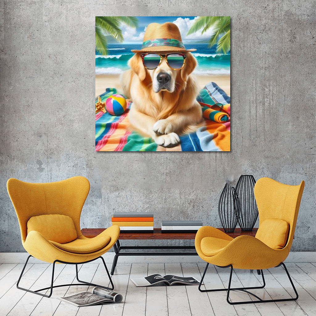 Stylish Beach Vibe: Fashionable Dog on the Summer Beach
