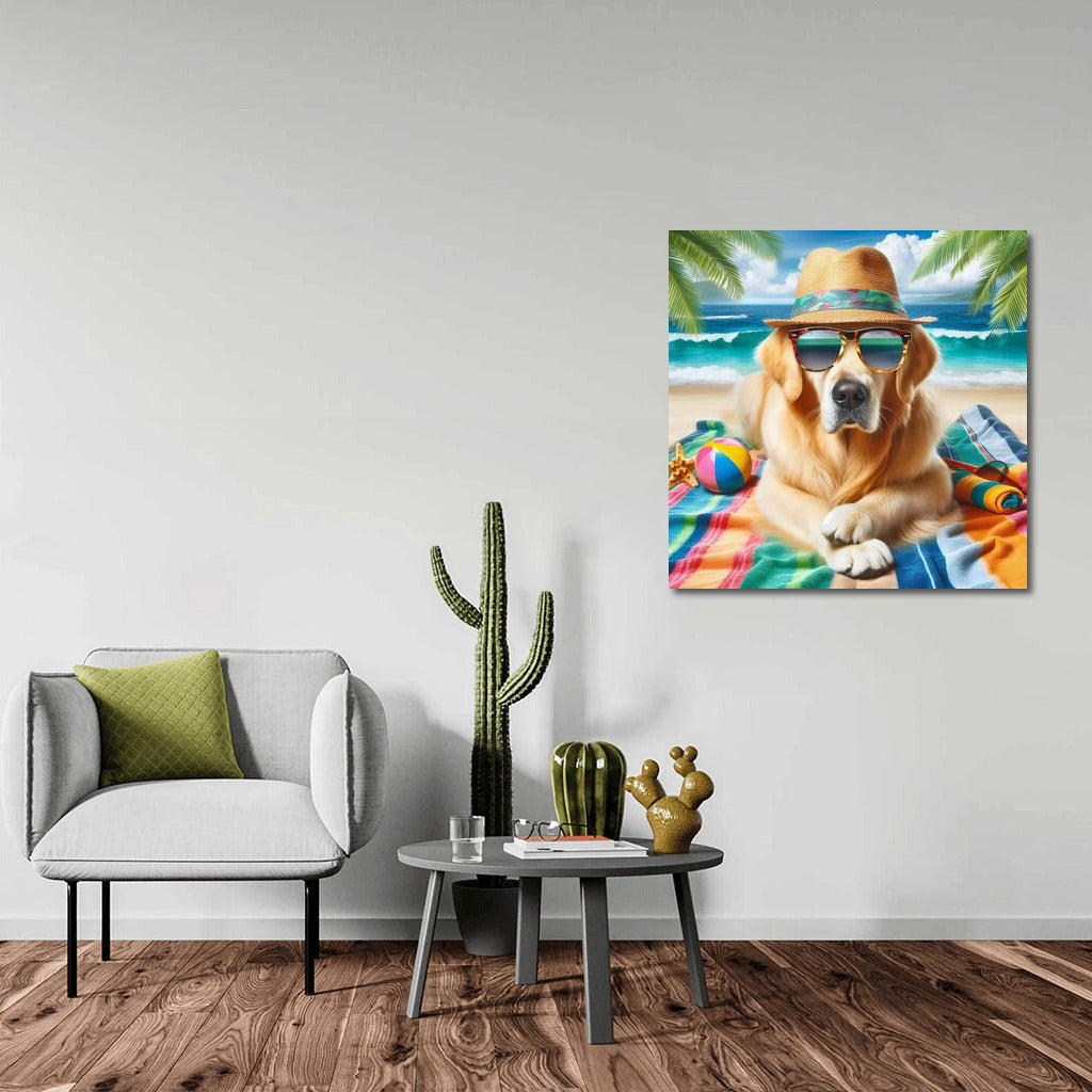 Stylish Beach Vibe: Fashionable Dog on the Summer Beach