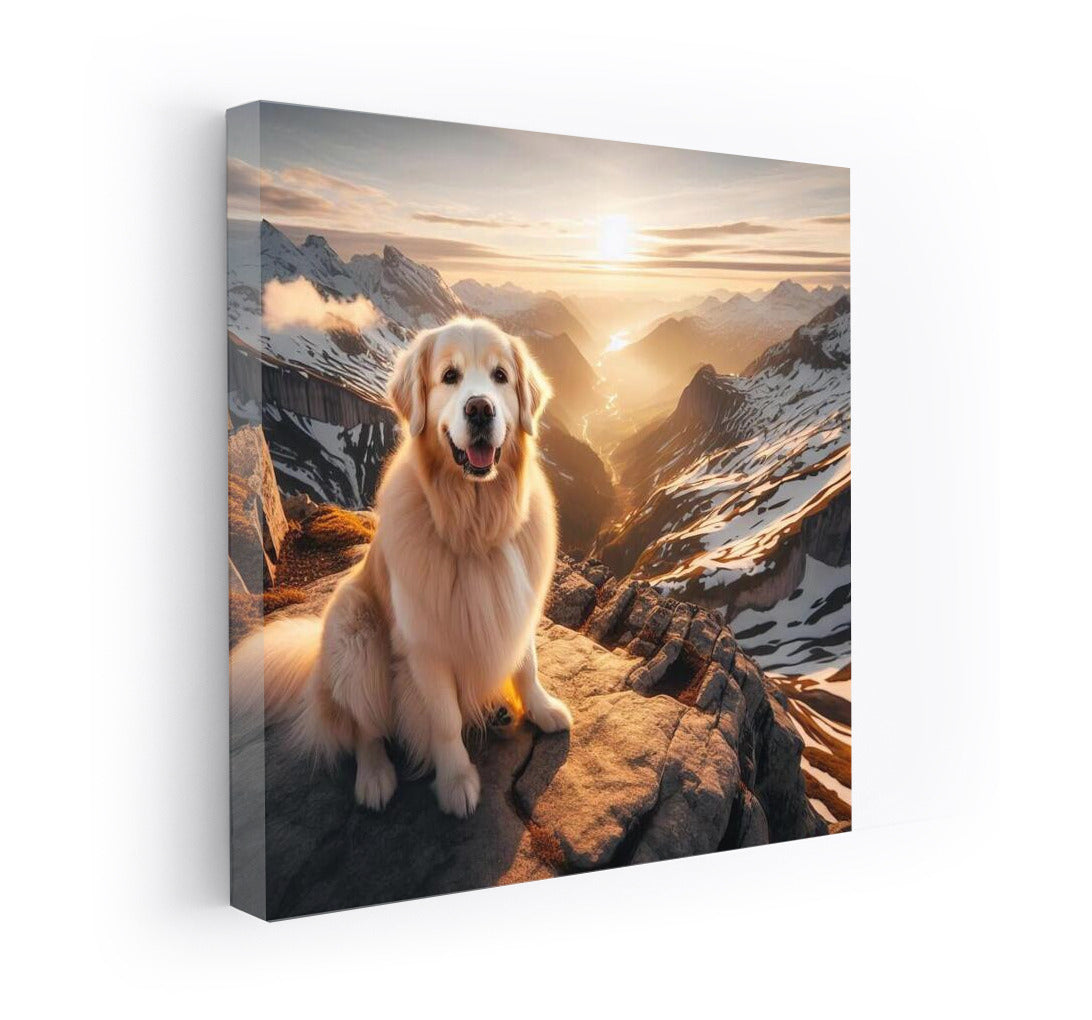 The Majesty of the Summit: Dog on Mountain Panorama