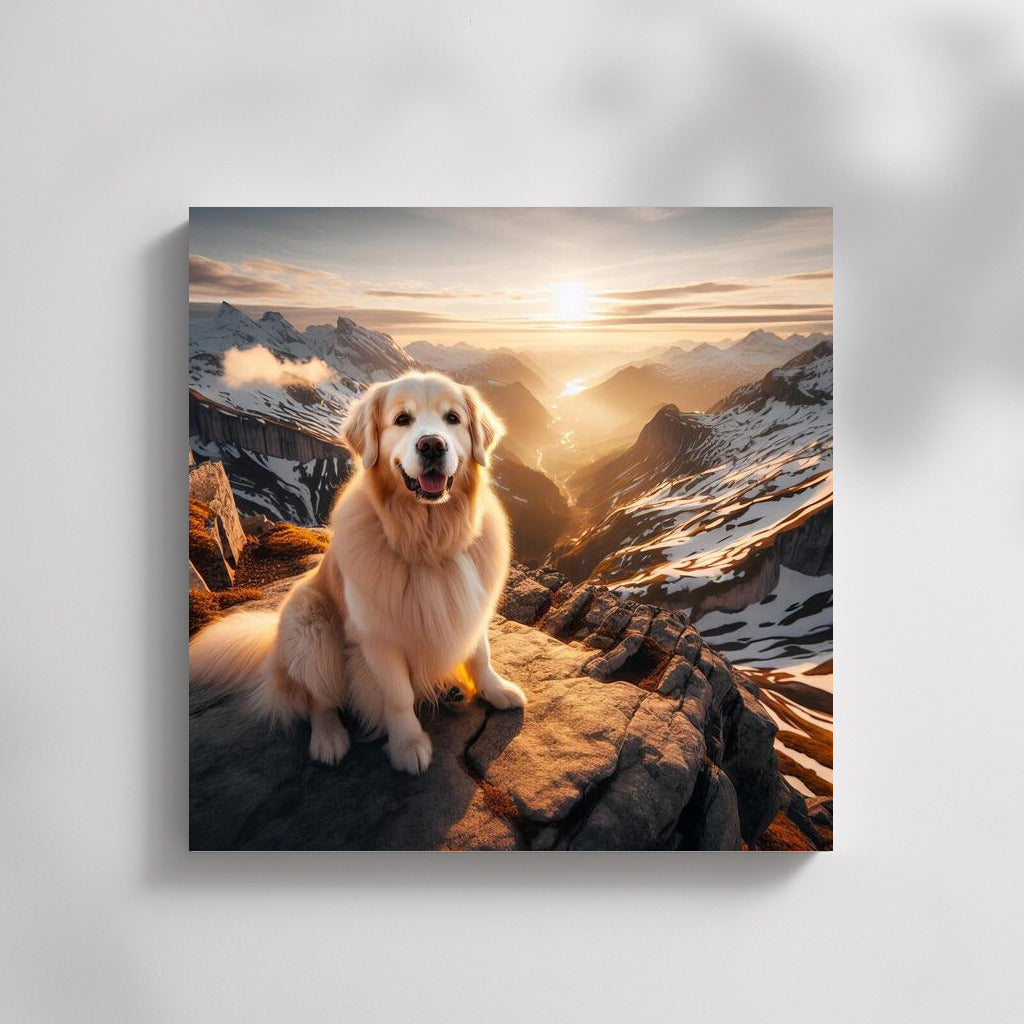 The Majesty of the Summit: Dog on Mountain Panorama