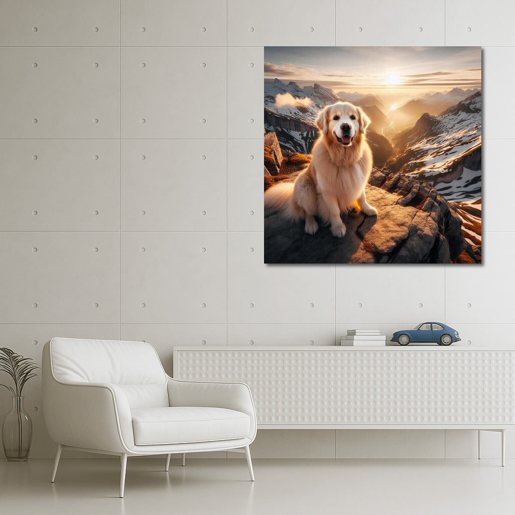 The Majesty of the Summit: Dog on Mountain Panorama