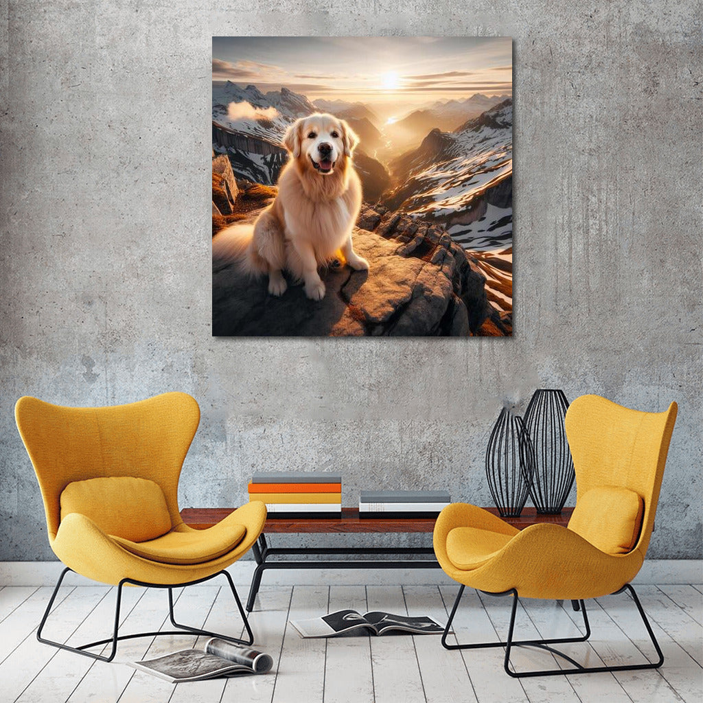 The Majesty of the Summit: Dog on Mountain Panorama
