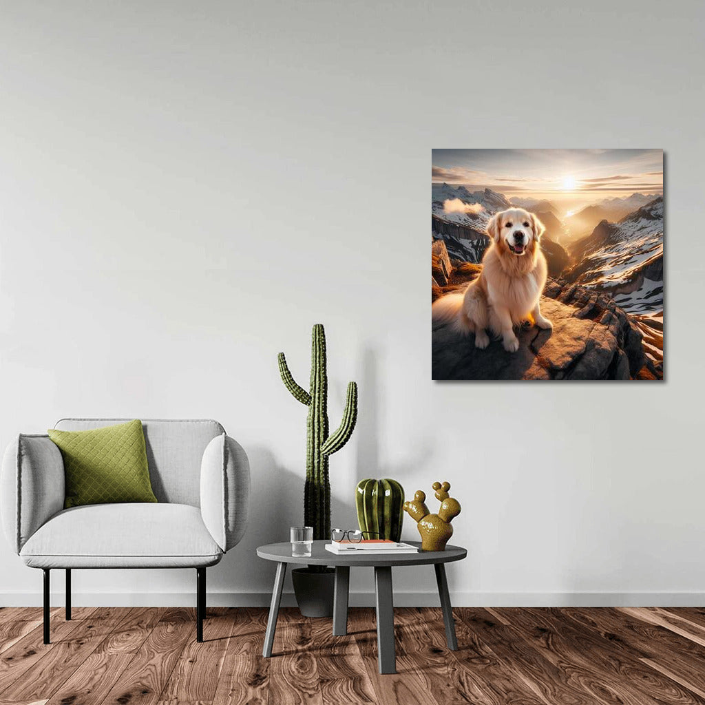The Majesty of the Summit: Dog on Mountain Panorama