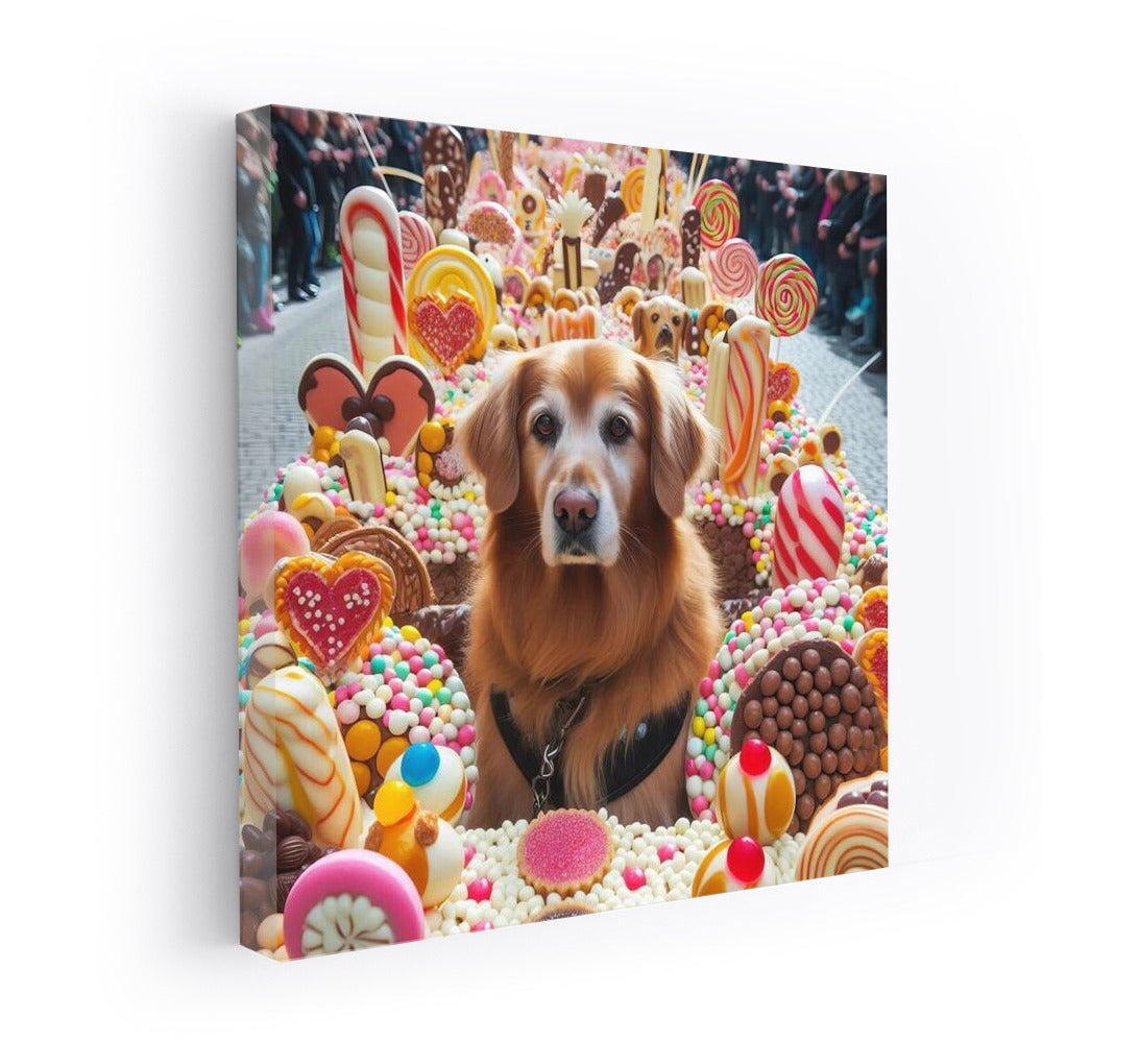 Chocolate Parade with Happy Dog: Sweet Wonder on the Wall